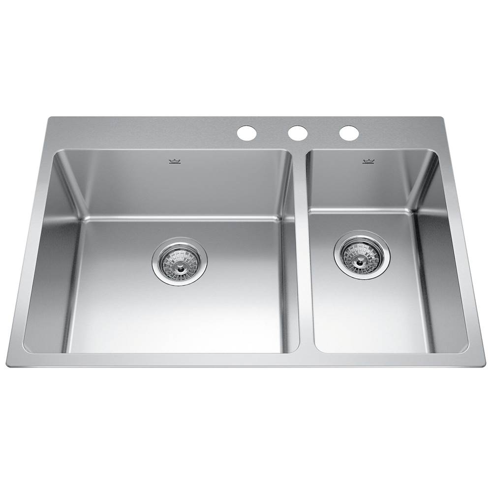Kindred Canada Brookmore 31-in LR x 20.9-in FB Drop in Double Bowl Stainless Steel Kitchen Sink